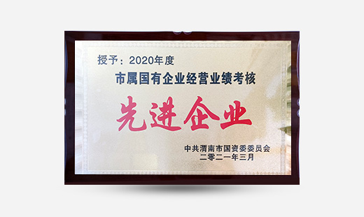 授予：2020年度市屬國有企業(yè)經(jīng)營業(yè)績考核先進企業(yè)